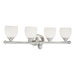 Four Light Bath Vanity with Etched Opal Glass Shade in Polished Nickel