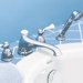 Standard Double Handle Deck Mount Bath Tub Faucet with Hand Shower