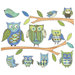 Owls Branches Pre-Pasted Accent Mural in Blue