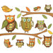 Owls Branches Pre-Pasted Accent Mural in Orange
