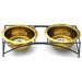 Modern Double Diner Stand with 2 Wide Rimmed Bowls