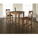 Three Piece Pub Dining Set with Cabriole Leg Table and X-Back Barstools in Classic Cherry