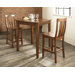 Three Piece Pub Dining Set with Tapered Leg Table and Shield Back Barstools in Classic Cherry