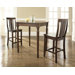 Three Piece Pub Dining Set with Turned Leg Table and Shield Back Barstools in Vintage Mahogany