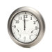 18" Pewter Analog Atomic Wall Clock with Thermometer and Hygrometer