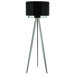 Paparazzi Three Light Floor Lamp with Two Tier Smoke Shade Mirror in Brushed Nickel