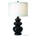Diva One Light Table Lamp with Ivory Cross Woven Linen Shade in Ebony Lacquer