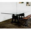 V3 Glass Press-Leg Dining Table