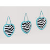 Turquoise Funky Zebra Wall Hanging (Set of 3)