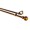 Classic Ball Double Curtain Rod in Antique Gold