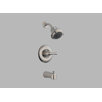 Classic Tub and Shower Faucet Trim in Stainless Steel