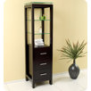 Bathroom Linen Cabinet with Three Tempered Glass Shelves in Espresso