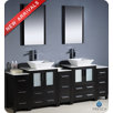 Torino 84" Modern Double Sink Bathroom Vanity with 3 Side Cabinets and Vessel Sinks