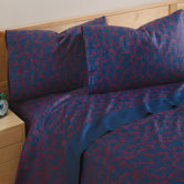 Monsters 300 Thread Count Sheet Set in Navy and Red