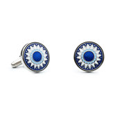 Layered Flower Cufflinks in Blue