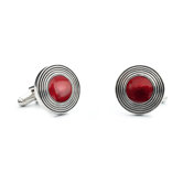 Concentric Circles Cufflinks in Red