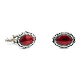 Framed Oval Cufflinks in Red