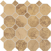 Aspen Lodge 12" x 12" Octagon Dot Mosaic Field Tile in Golden Ridge