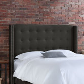 Button Tufted Linen Wingback Headboard