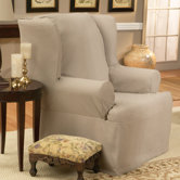 Cotton Duck Wing Chair T-Cushion Slipcover