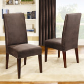 Stretch Leather Short Dining Chair Slipcover