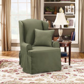 Twill Supreme Wing Chair Slipcover