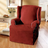 Soft Suede Wing Chair T-Cushion Slipcover