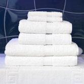 Seven Piece Terry Towel Set in Pure White
