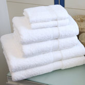 Six Piece Terry Towel Set in Pure White