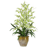 Triple Dancing Lady Silk Orchid Arrangement in Green