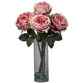 Fancy Rose with Cylinder Vase Silk Flower Arrangement in Pink