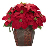 Poinsettia with Decorative Vase Silk Arrangement