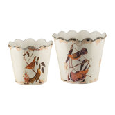 Bird and Branch Round Planters (Set of 2)