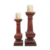 Composite Wood Cultured Ballasted Candlesticks (Set of 2)