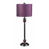 Metal Buffet Lamp with Pleated Shade in Purple