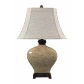 Distressed Sky Valley Ceramic Floral Glaze Table Lamp in Bronze