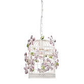 1 Light Bird Cage Crystal Foyer Pendant