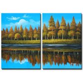 2 Piece 'Country Lake' Canvas Art Set