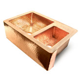 33" x 22" x 10" 60/40 Double Bowl  Copper Farmhouse Kitchen Sink