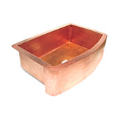36" x 24" x 10" Single Bowl Curved Front Copper Farmhouse Kitchen Sink