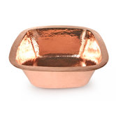 Plain Hammered Copper Square Prep Sink