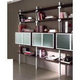 Regalwand "Premium Ok-3" mit Pfosten aus schwarzem, eloxiertem Aluminium
