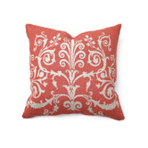 Illusion Tuscan Scroll Pillow in Red
