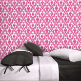 Damsel Temporary Wallpaper in Fuchsia / White
