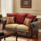 Philip Cotton and Leatherette Loveseat