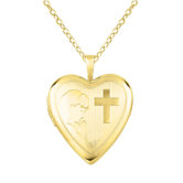 "Communion" Cross Heart-shaped Locket Necklace
