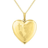 Cross, Mother and Baby Heart Locket Necklace