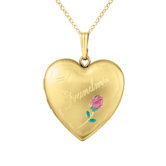 Rose "#1 Grandma" Heart Locket Necklace