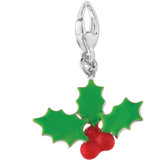 Sterling Silver Holly Leaves and Berries Charm