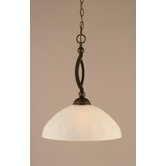 Bow Downlight Pendant with Italian Bubble Glass Shade